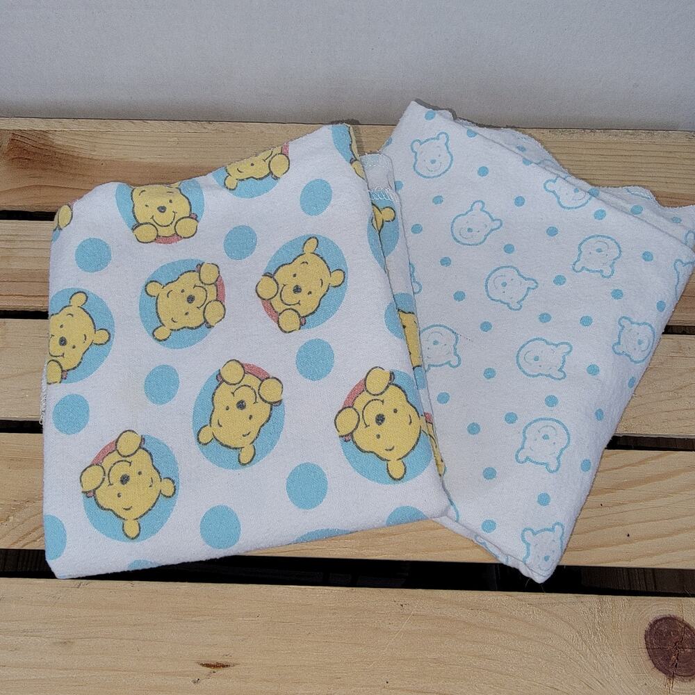 Set of 2 Winnie The Pooh Receiving Blankets 30" X 30"